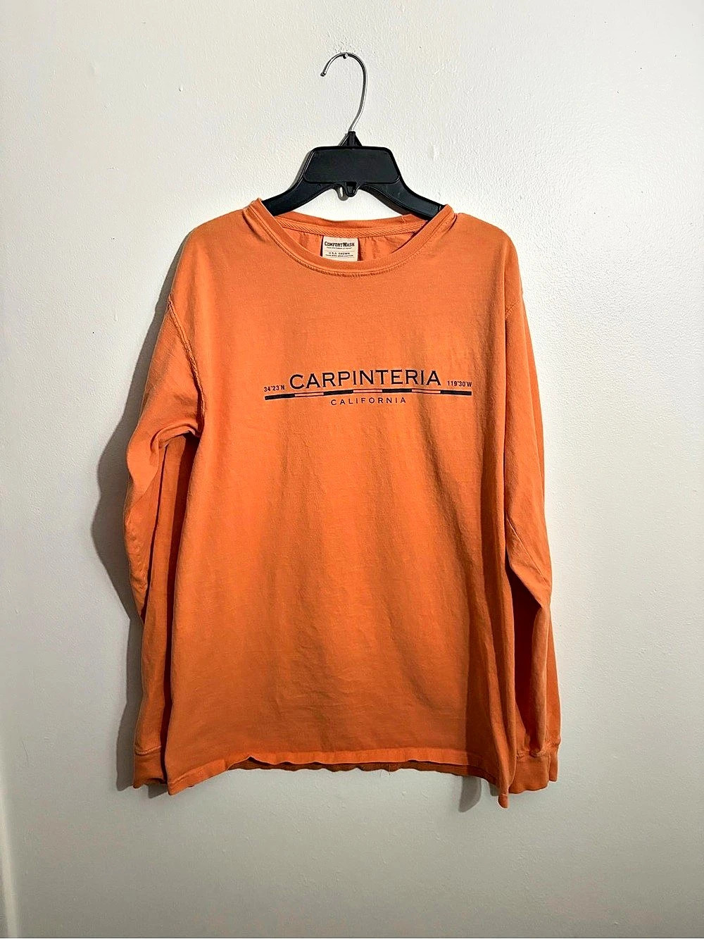 ComfortWash Carpinteria Long Sleeve Tee Orange Size S/M